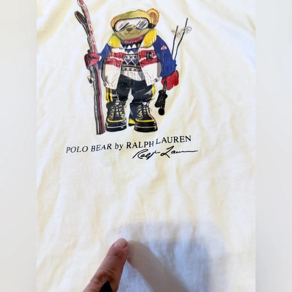 💙Ralph Lauren White Polo Bear Ski T-Shirt